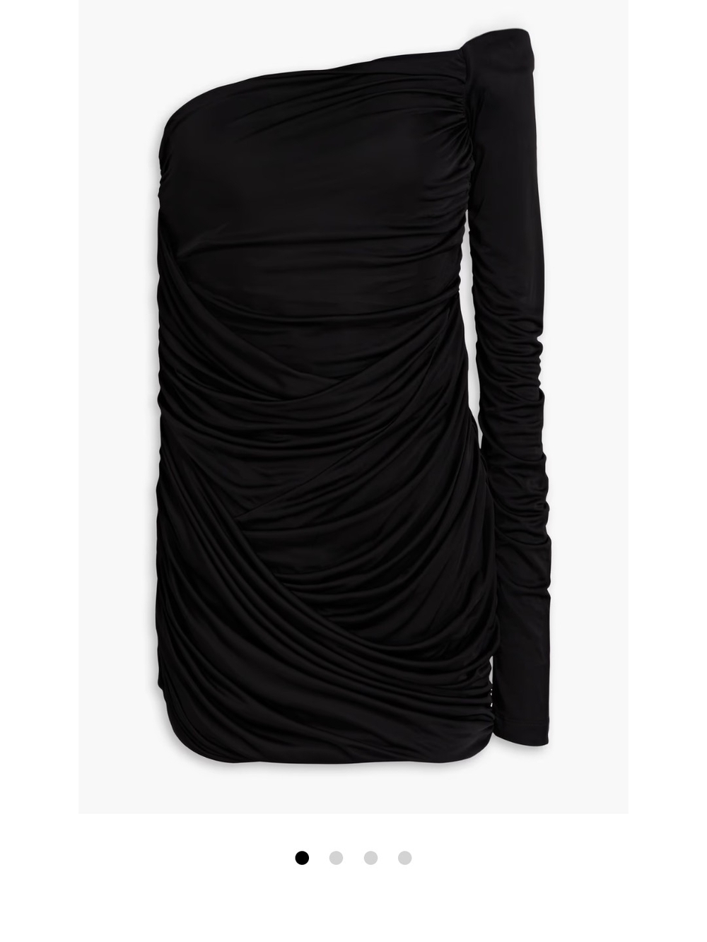 Gauge81 Black One-Shoulder Ruched Mini Dress
